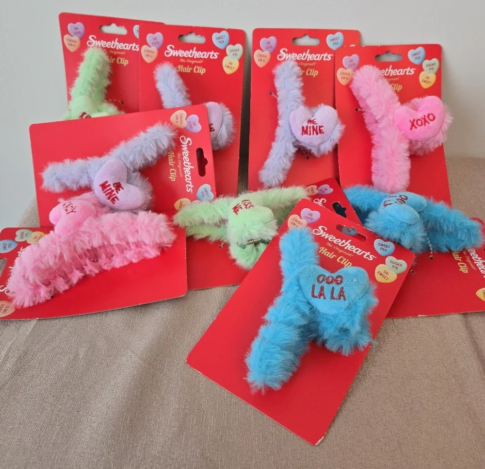 Sweethearts Plush Hair Clip Bundle (9 Pack) – Valentine Hearts Collection
